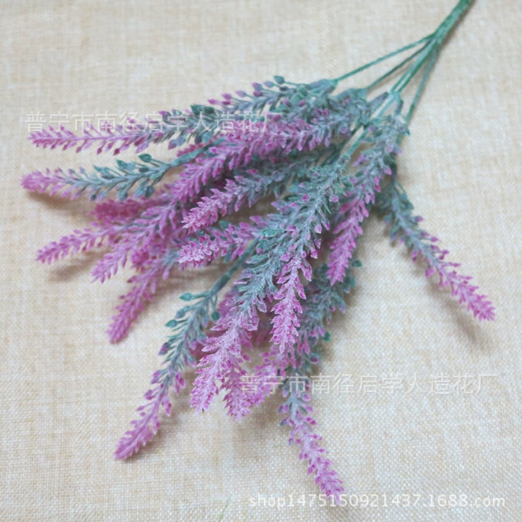 Пшеничные уши 5 вилок моделирование флокирования Лаванда пасторальный Стиль Свадебный искусственный цветок растение в горшках пластиковый поддельный букет оптом