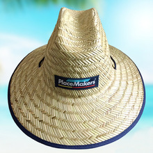 草贴布帽简约大檐草帽 手工编织帽子 遮阳沙滩太阳帽大沿草帽编织