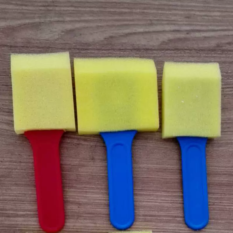 厂家直销方形塑料柄海绵刷三件套儿童画画美术用品玩具早教画刷
