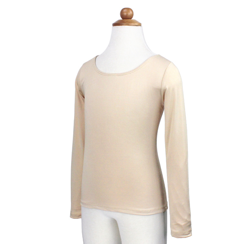 De los niños danza que basa la camisa primavera de las muchachas color carne manga larga invisible ropa interior apretada práctica superior