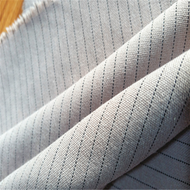 人棉混纺TR防静电精工呢0.5条纹网格工装导电丝电工服防静电面料