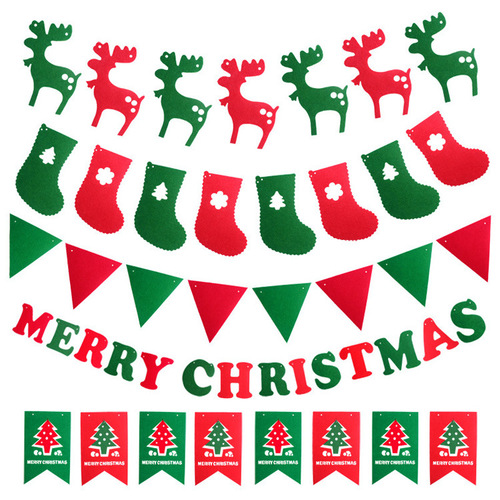 Christmas decorations, non-woven fabric hanging flags, Santa Claus snowman Christmas tree pennants hanging flags wholesale