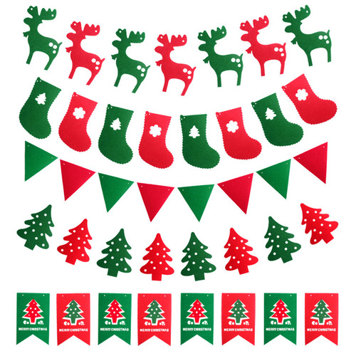 Christmas decorations, non-woven fabric hanging flags, Santa Claus snowman Christmas tree pennants hanging flags wholesale
