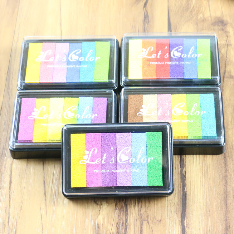 DIY rectangular grande gradiente inkpad mano cuenta graffiti Arco Iris combinación de colores inkpad transfronterizo exclusivo para inkpad 5 Selección de color