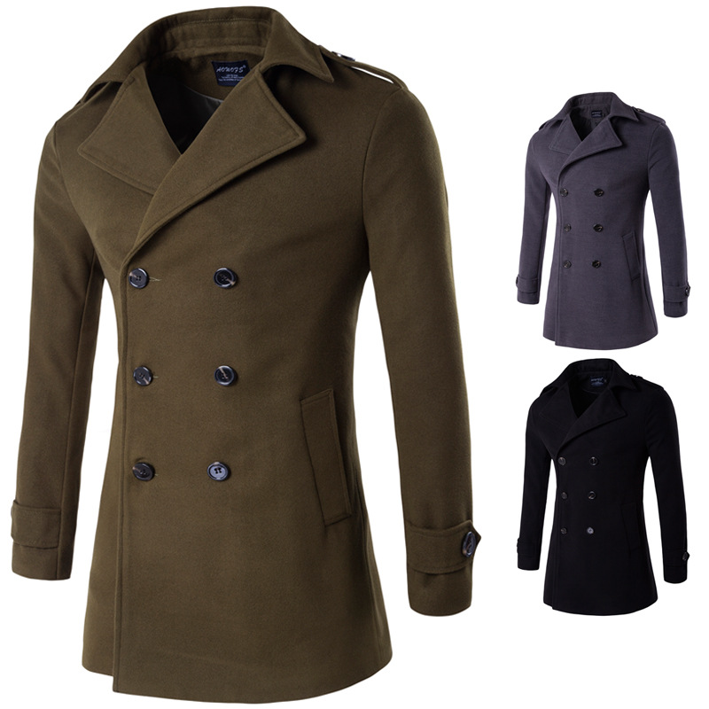 Aowofs 2019 primavera y otoño nueva moda de calidad de los hombres abrigo de lana capítulo de doble botonadura gabardina XD111