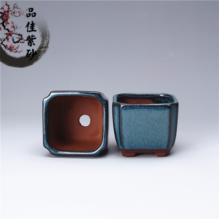 Yixing Purple Clay Flower Pot Glaze Ceramic Succulent Plant Korean-Style Bonsai Small Vase Miniature Wholesale Balcony Breathable and Durable