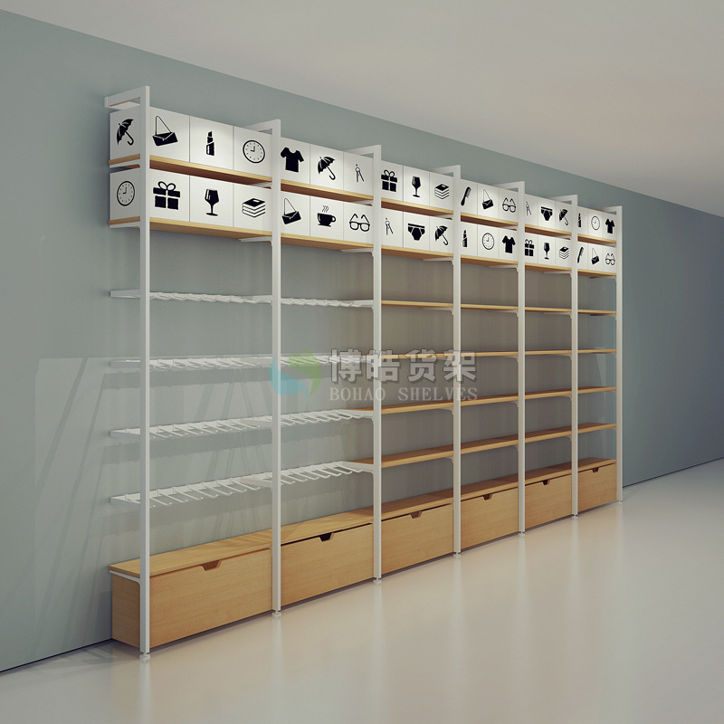 博皓单面展示架文具店货架袜子内衣店饰品精品店多功能展示柜批发