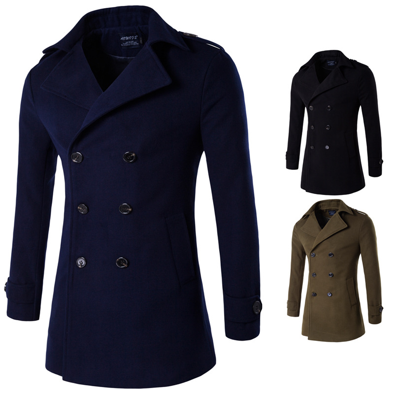 Aowofs 2019 primavera y otoño nueva moda de calidad de los hombres abrigo de lana capítulo de doble botonadura gabardina XD111