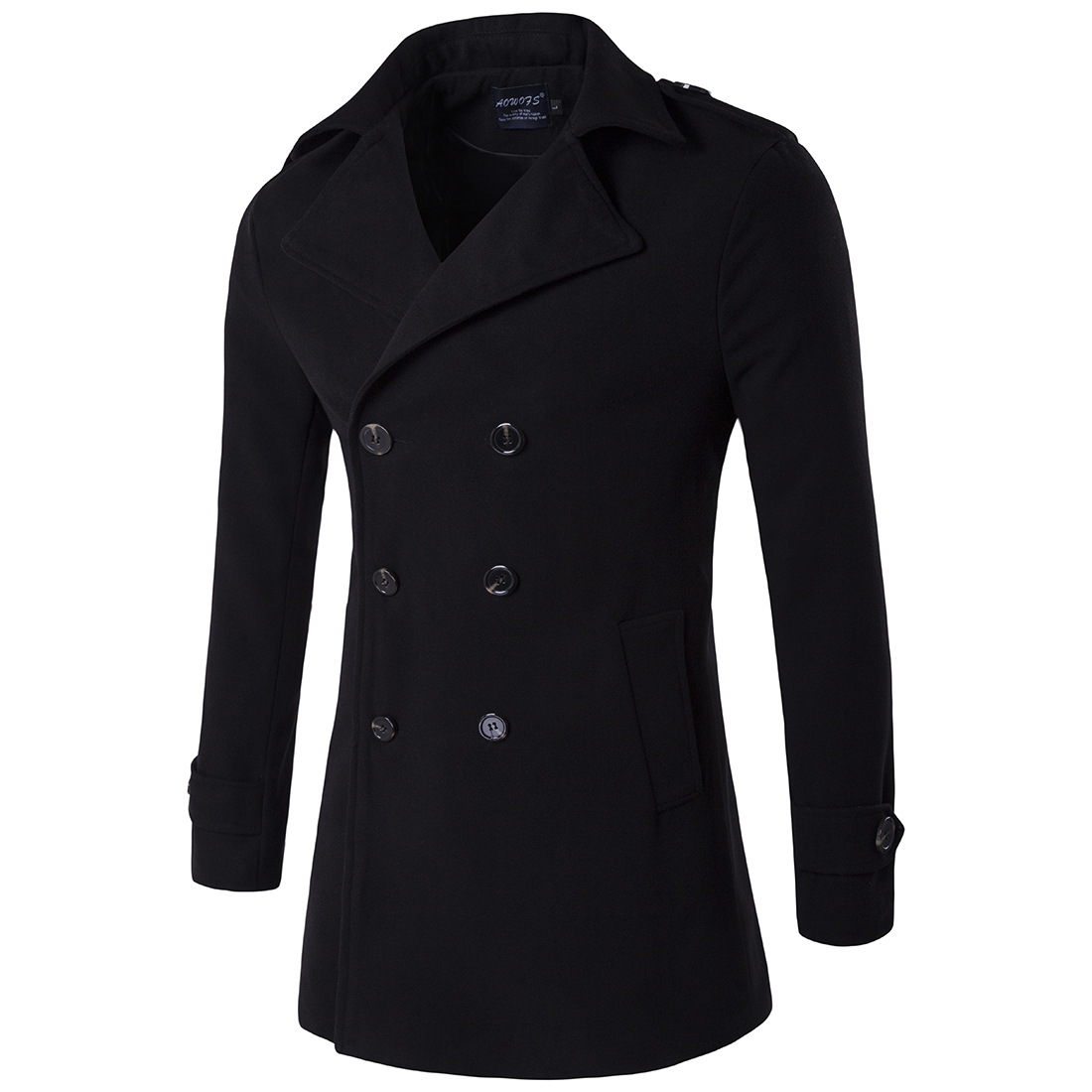 Aowofs 2019 primavera y otoño nueva moda de calidad de los hombres abrigo de lana capítulo de doble botonadura gabardina XD111