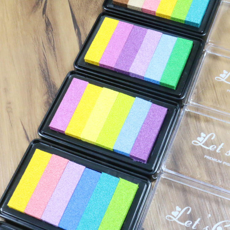DIY rectangular grande gradiente inkpad mano cuenta graffiti Arco Iris combinación de colores inkpad transfronterizo exclusivo para inkpad 5 Selección de color