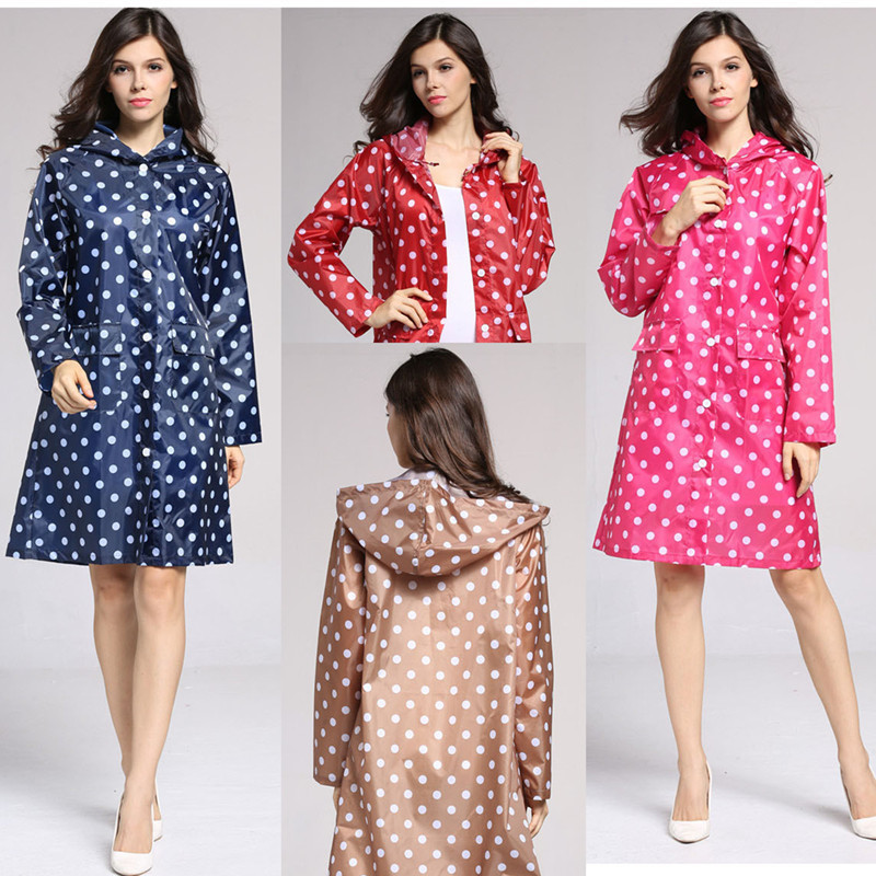 Factory Direct Sales Japanese and Korean fashion women's polka dot raincoat ultra-thin breathable long raincoat poncho one-piece delivery