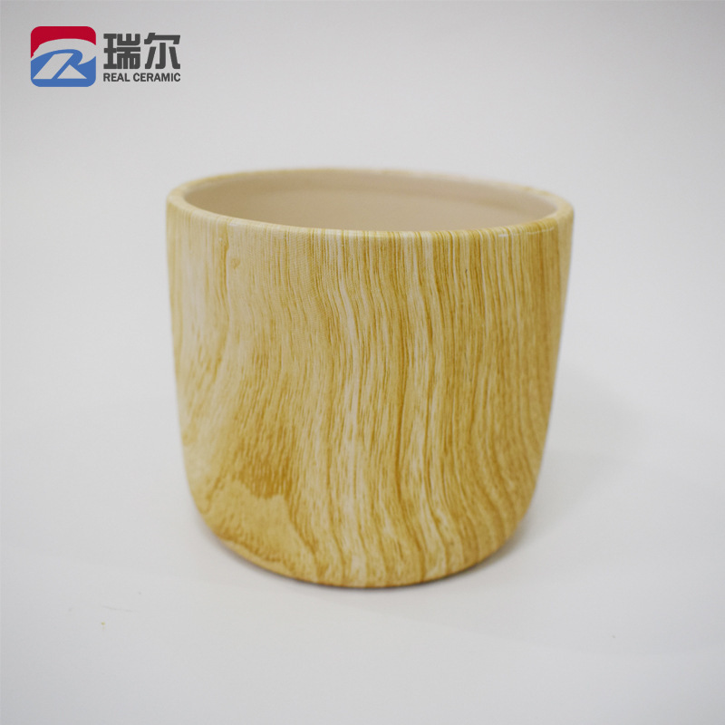Factory Direct Supply of Imitation Wood Succulent Plant Micro-Landscape Flower Pots, Simple European-Style Ceramic Flower Pots and Flower Vats Customized