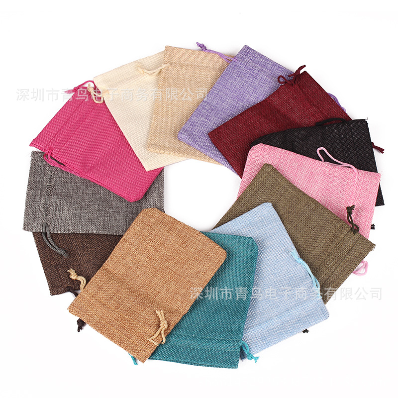 10*14CM 仿麻布束口袋厂家 亚麻包装袋批发 首饰饰品棉麻布袋