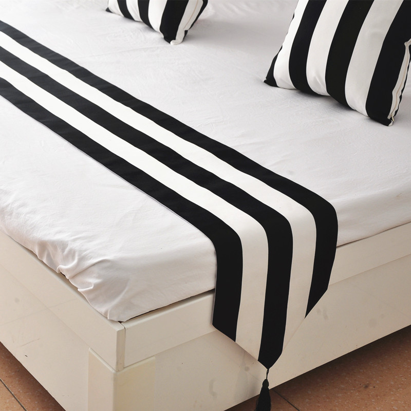 Nordic Black and White Modern Simple Hotel Room Bed Flag Model Room Bed End Towel Table Flag Bed Cover Cloth Mattress Cloth Strip
