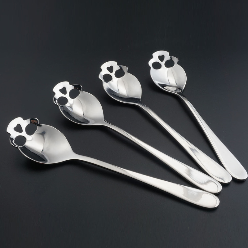 Manufacturer's Ready-Made Cross-Border Stainless Steel 304 Skull Spoon Creative Western Tableware Stainless Steel Coffee Spoon Sugar Spoon
