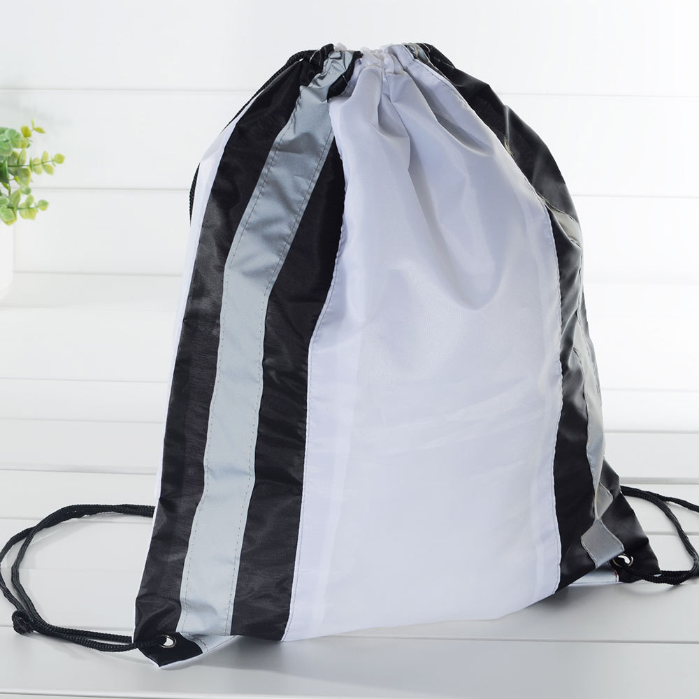 反光条束口袋抽绳袋背包袋尼龙袋涤纶束口袋收纳鞋袋子可印Logo