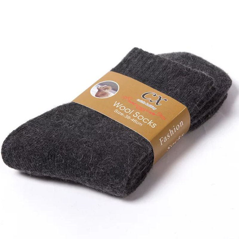 Otoño e invierno nuevos hombres forrados de lana caliente calcetines engrosados de color sólido Terry calcetines de media pantorrilla calcetines de algodón de los hombres al por mayor