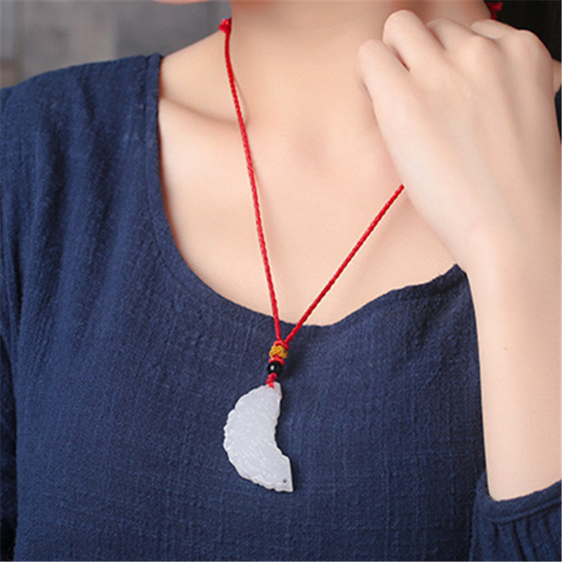 羊脂级玉石男女情侣款吊坠礼物批发 阿富汗白玉龙凤对月牙挂件