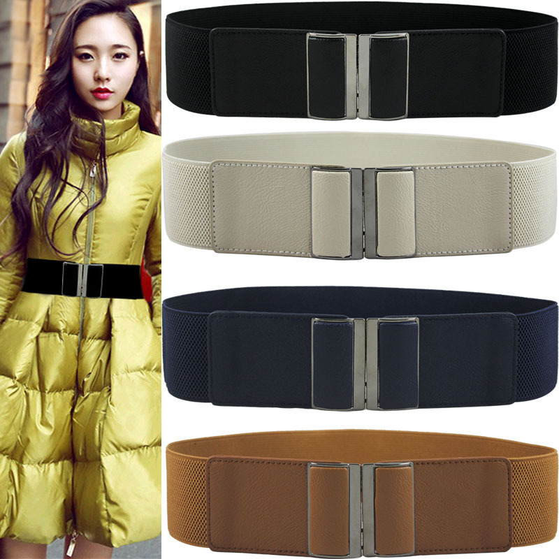 Coat Belt Women's Elastic Elastic Belt Body Shaping Belt Wide Korean Down Jacket Black Slimming Decorative Waist Seal Coat Belt Women's Elastic Elastic Belt Body Shaping Belt Wide Korean Down Jacket Black Slimming Decorative Waist Seal