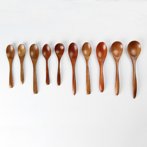 LOGO Engraved Solid Wood Spoon Japanese Honey Spoon Small Wooden Spoon Wooden Coffee Stirring Spoon Wooden Tableware Wholesale