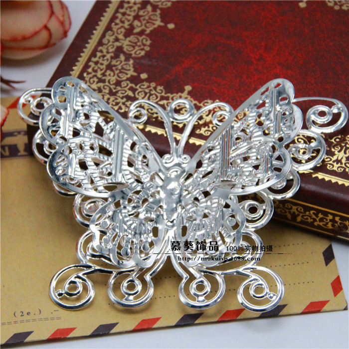DIY jewelry accessories ancient headdress material J84 three-dimensional large butterfly silver DIY jewelry accessories ancient headdress material J84 three-dimensional large butterfly silver