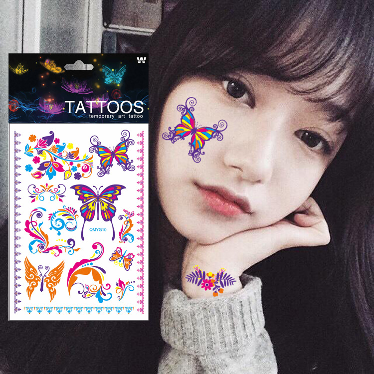 Tatuajes Temporales Faciales de Mariposa 3D de Papel Impermeable Fluorescente para Cara y Festivales image 3