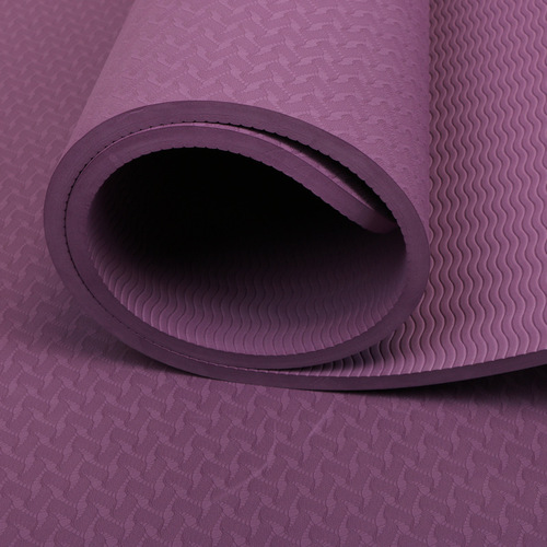 Single-color TPE yoga mat with extra thickness and width 80CM, 8MM thick, eco-friendly and odorless yoga mat, TPE with rope included