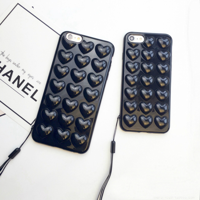 韩国立体爱心适用iphone13Max手机壳14全包软壳保护套纯黑色15pro