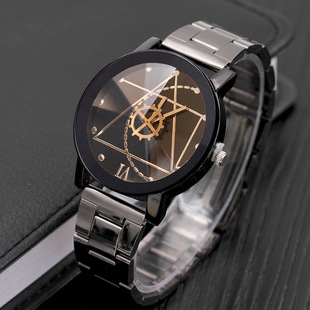 2016 new foreign trade fashion gear compass turntable steel belt watch men and women couple pair watch WeChat gift watch