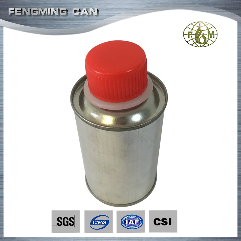 红色塑料拉咀胶水铁罐 小号金属包装铁罐 刹车油样品罐批发印字