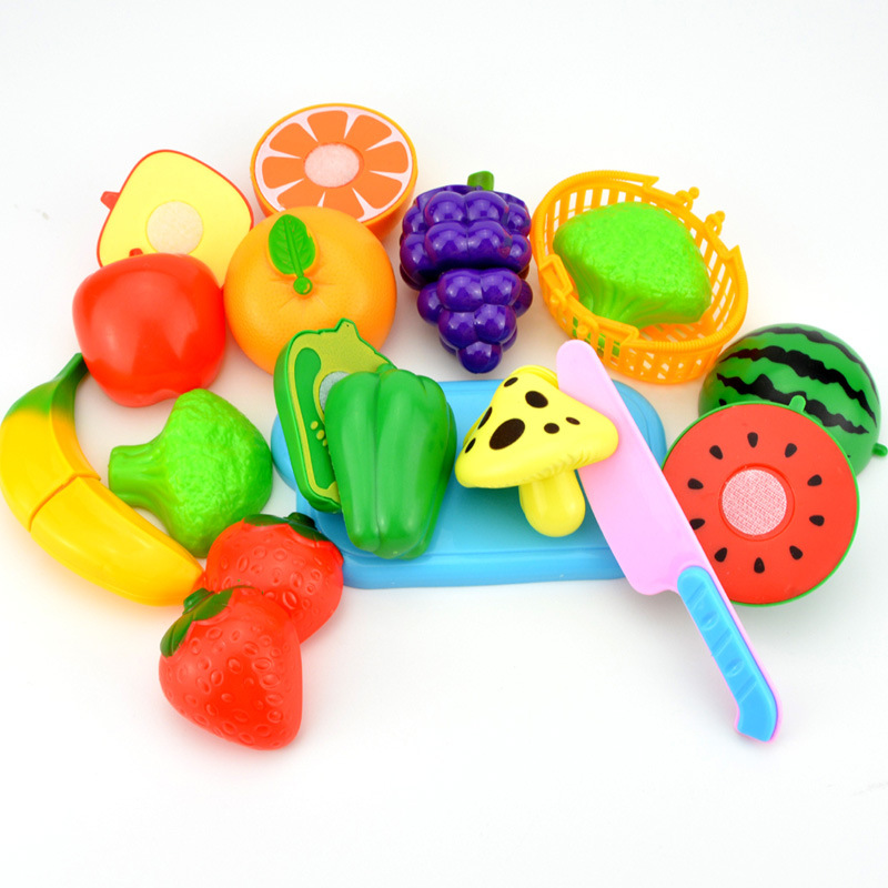 Cross-Border Children's Fruit Cutting Toy Set, Girls' Pretend Play Kitchen Vegetable Cutting Toy Set of 12 Pieces