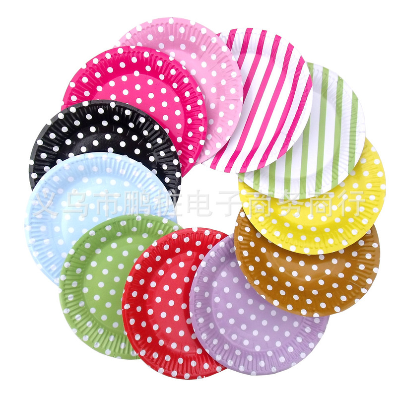7 inch color polka dot wave dot paper plate/disposable party tableware/birthday party decorative paper plate wholesale 7 inch color polka dot wave dot paper plate/disposable party tableware/birthday party decorative paper plate wholesale
