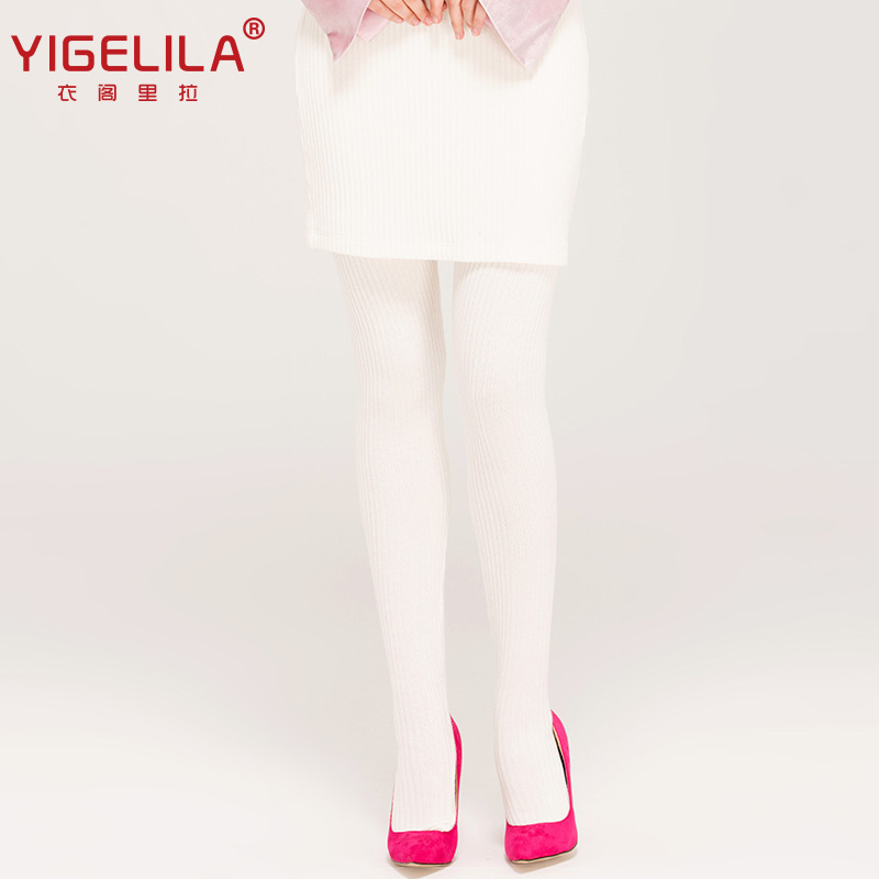 YIGELILA Winter New Rice White Stripe Knitted Foot Slim Fit Leggings 5353