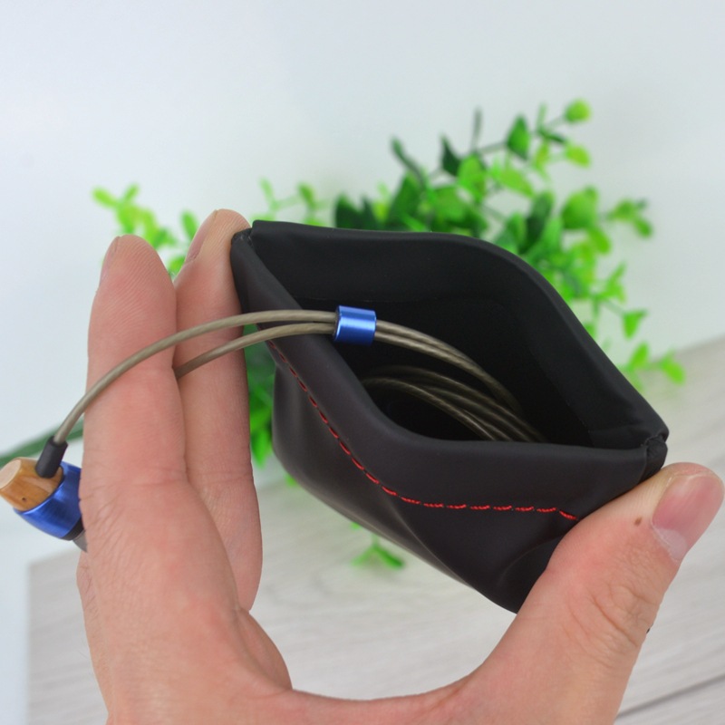 皮革PU束口袋便携小型包装礼品袋数据线耳机多尺寸整理收纳袋手提