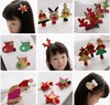 Children's accessory, cartoon festive hairgrip, red jewelry, wholesale, Birthday gift