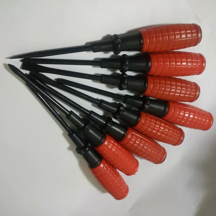 现货批发加硬3寸双色手雷玉米柄一体电泳小十字螺丝刀工具