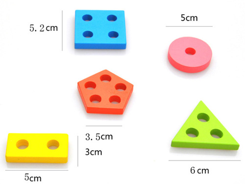 Children's five-column geometric shape matching set of columns Montessori Montessori early education teaching aids baby educational toys