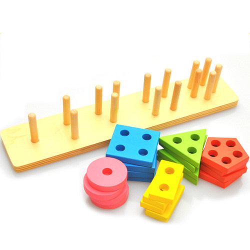 Children's five-column geometric shape matching set of columns Montessori Montessori early education teaching aids baby educational toys