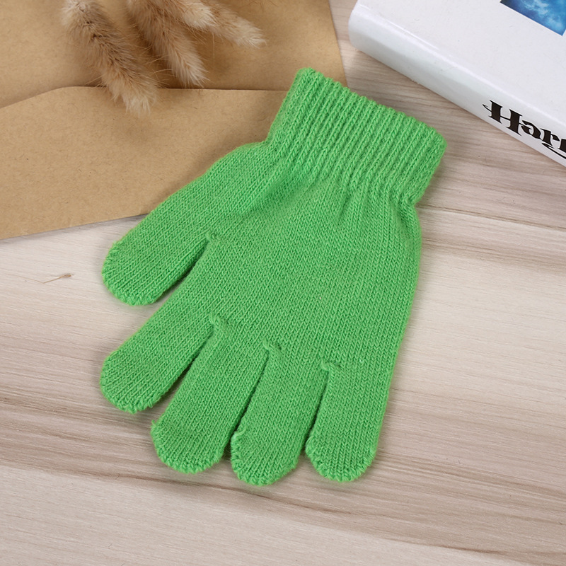 El lugar del fabricante puede agregar un logotipo para tejer color sólido otoño e invierno para niños, jacquard mágico cálido, guantes de pesca de ciclismo engrosados