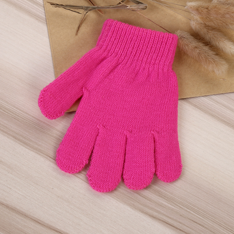 El lugar del fabricante puede agregar un logotipo para tejer color sólido otoño e invierno para niños, jacquard mágico cálido, guantes de pesca de ciclismo engrosados