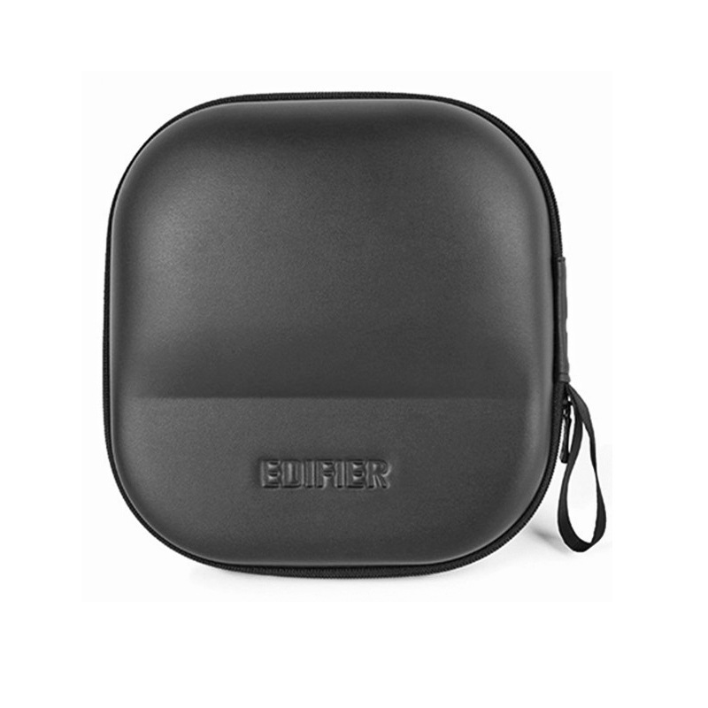 漫步者头戴耳机包黑色皮质圆形耳机数码硬盘加厚数据线eva收纳包