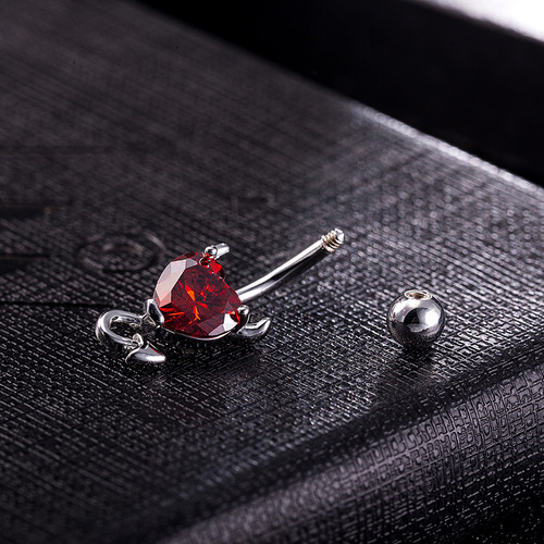 European and American simple little devil heart-shaped navel button Amazon navel nail 316 stainless steel navel nail
