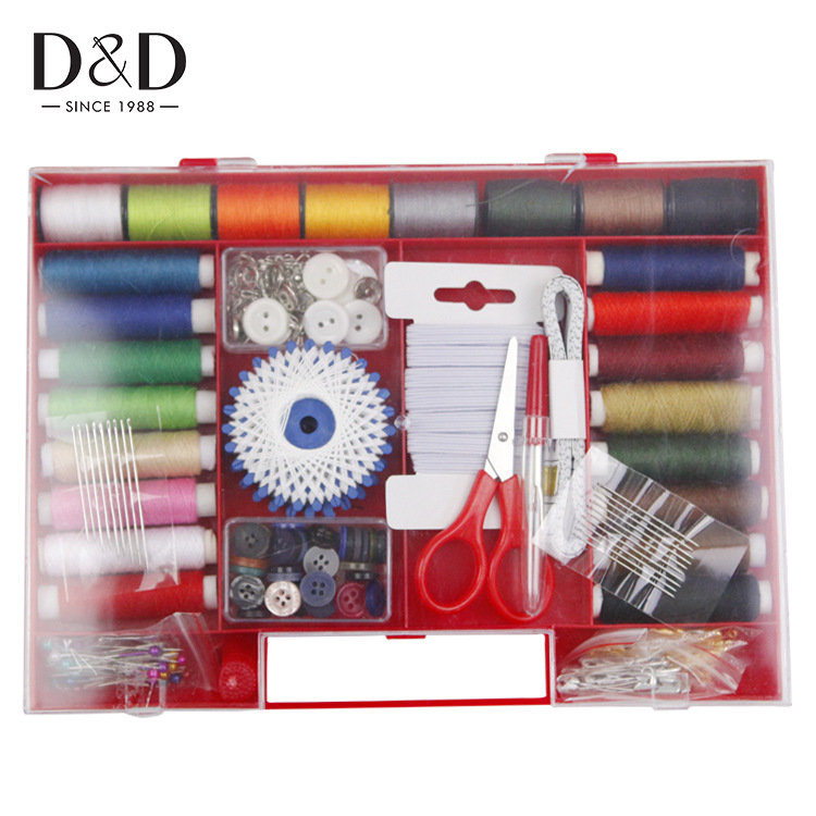 红色针线盒套装居家缝纫PVC塑料带盖18种源头实力工厂手缝穿针