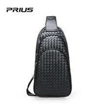 prius2025新款时尚韩版胸包男士单肩斜挎包胸挎包编织男包跨境爆