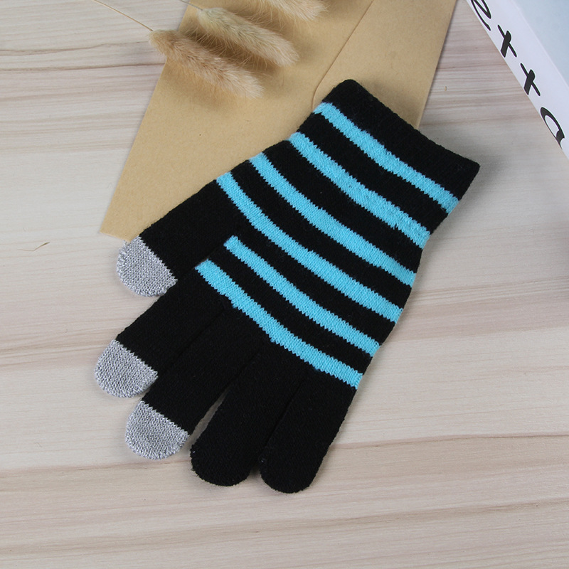3-dedo pantalla táctil azul raya guantes