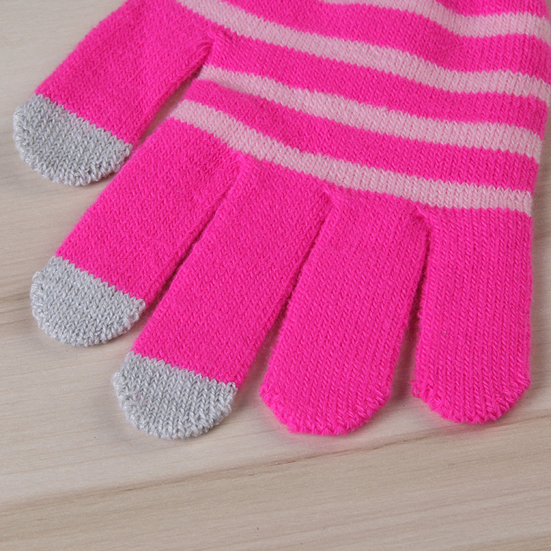 Shunzun pantalla táctil de punto pantalla táctil a rayas guantes de invierno al aire libre a prueba de frío accesorios de ropa al por mayor logotipo personalizable