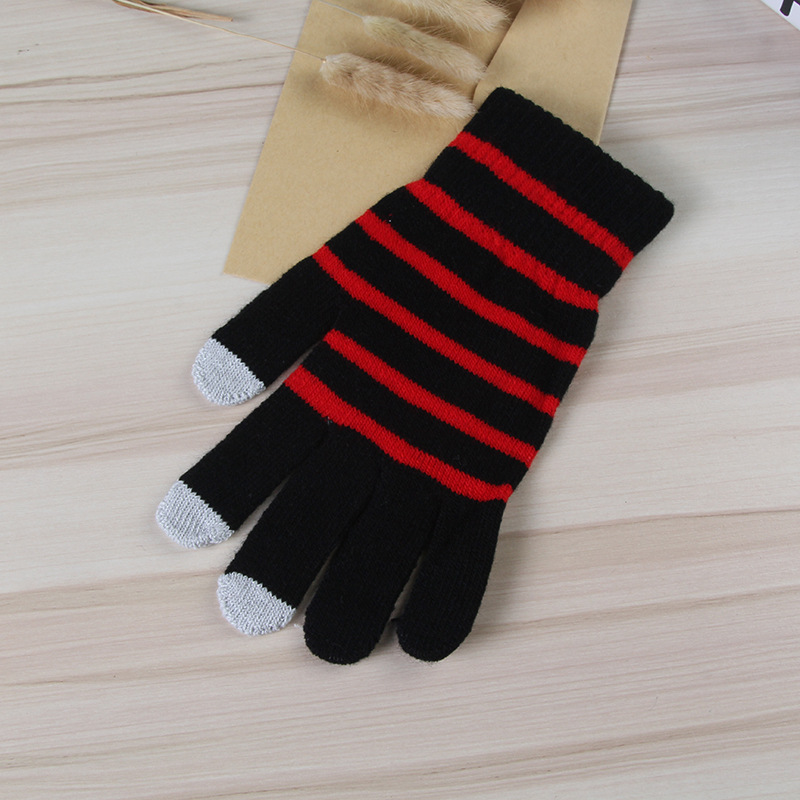 3 dedos pantalla táctil negro rojo raya guantes