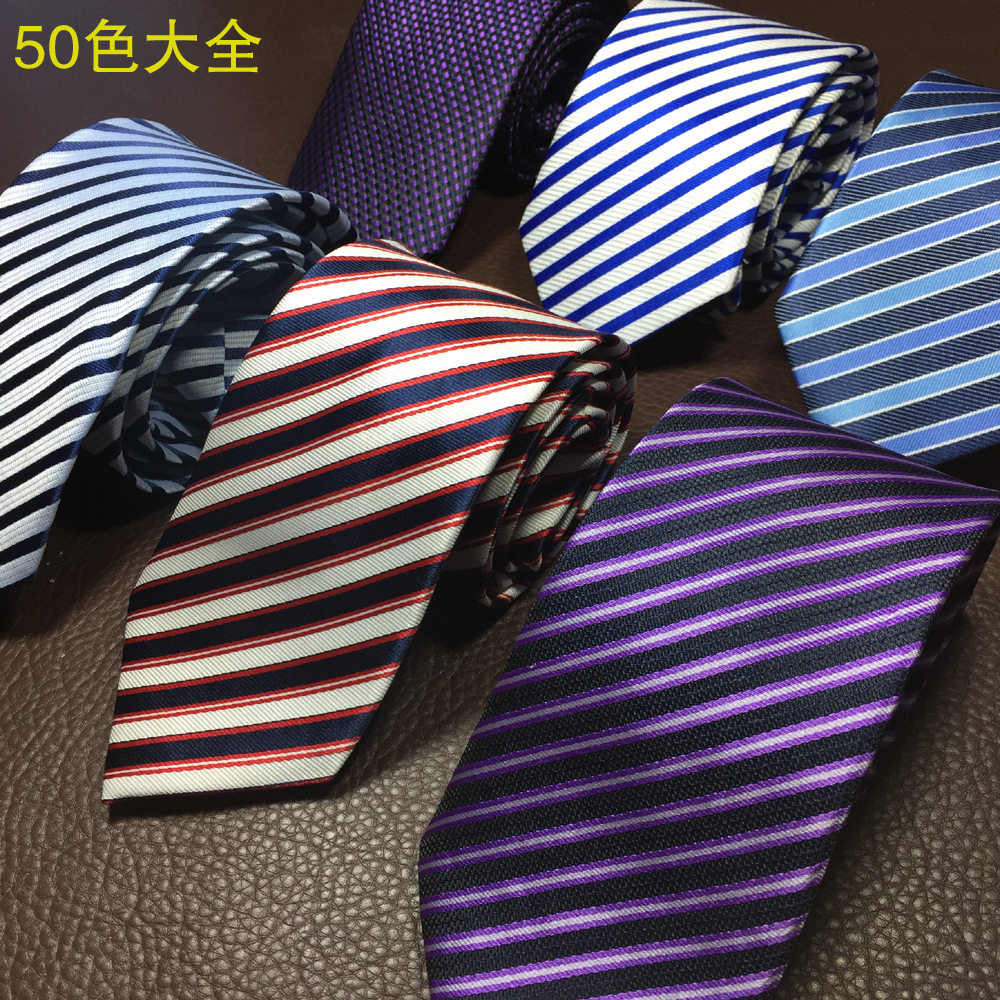 Source manufacturer business formal tie men 8cm wedding bridegroom work security stripes to make logo