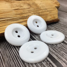 厂家直供树脂纽扣 二眼倒边钮扣 衬衣扣 白色现货 可染色