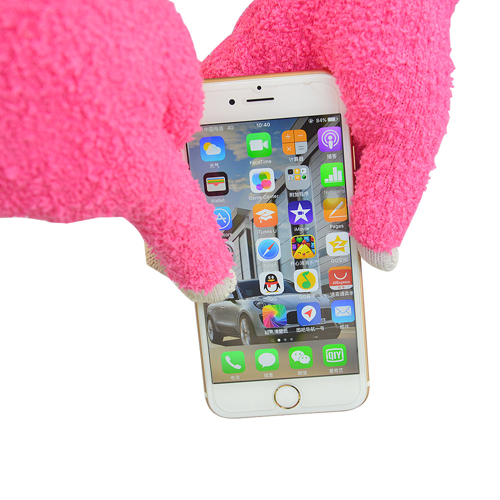 El otoño y el invierno medio de terciopelo cálido guantes de pantalla táctil del teléfono móvil guantes de punto fábrica al por mayor